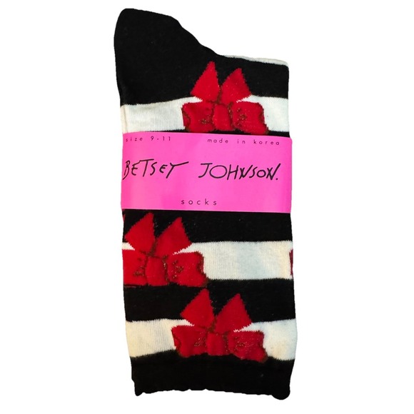 Betsey Johnson Accessories - Betsey Johnson Christmas Bows Crew Socks Shoe Size 5-10